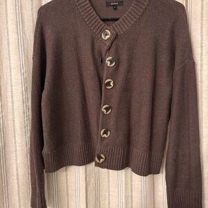 Quince Chocolate Boxy Button-Up Cardigan